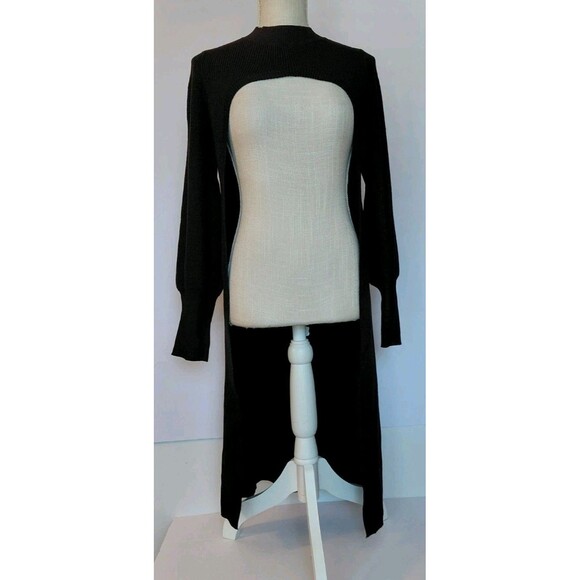 Fashion To Figure FTF Long Black Tight Knit Sweater Shrug Size 0 Oversized - Picture 1 of 9